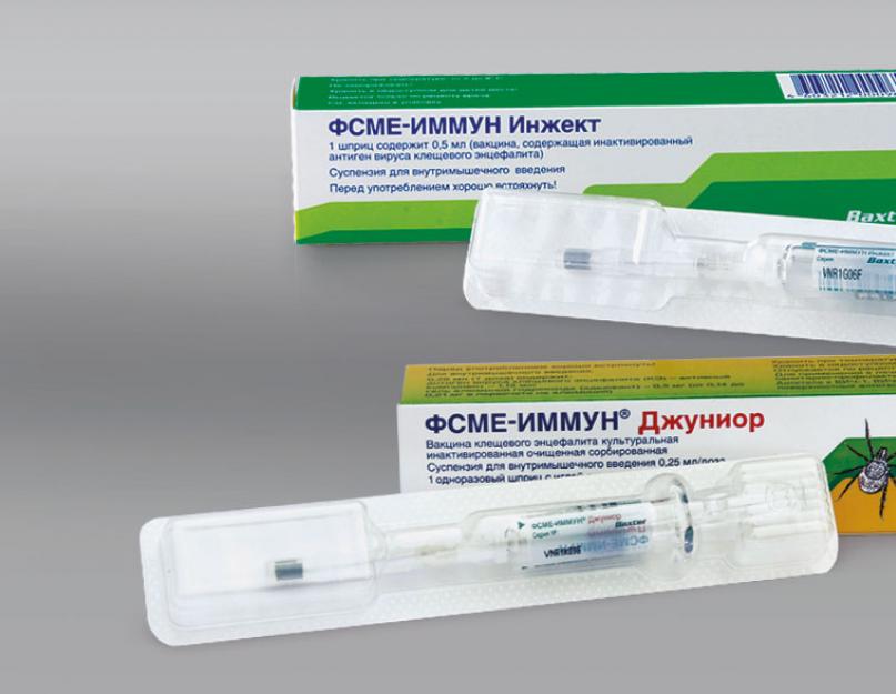 Vaktsineerimine puukentsefaliidi vastu ladustamine.  Venemaal registreeritud vaktsiinide kataloog.  Puukentsefaliidi kokkupuutejärgne ennetamine